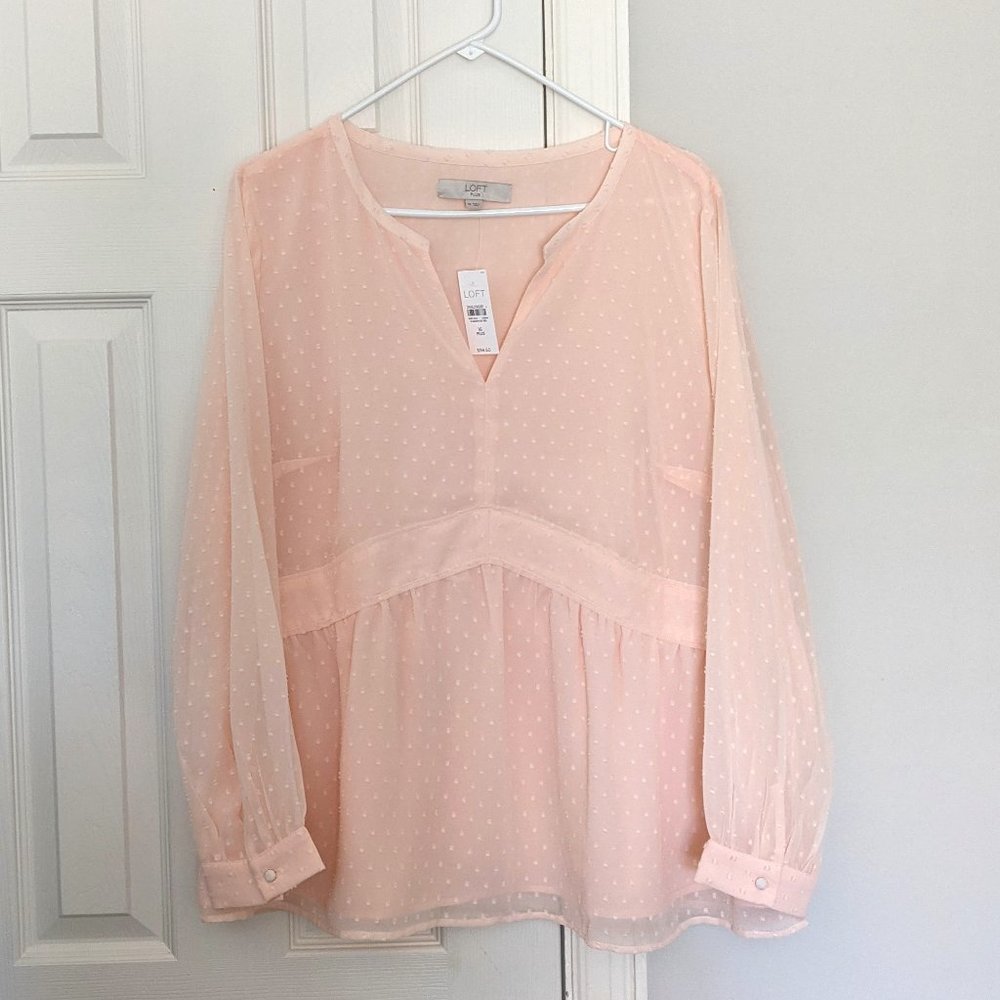 Loft NWT - Peach dot peplum blouse